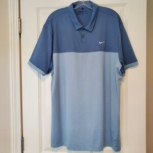 NikeGolf Two-Tone Blue Standard Fit Dri-Fit Golf Polo Shirt Mens XL - Like New